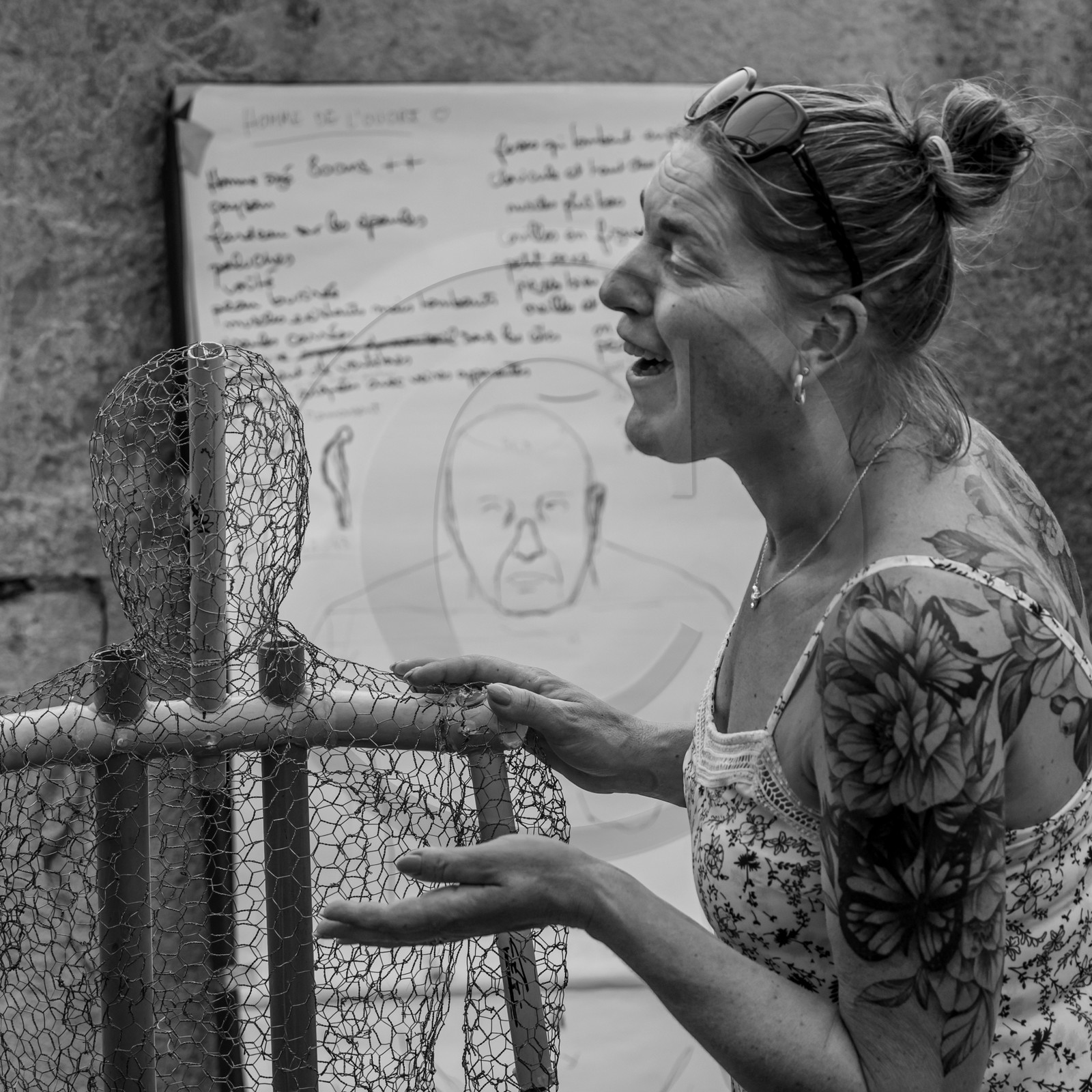 Conception et fabrication de Marcel Joli Coeur l'homme de l'Ouort, avec Barbara Fougnon, artiste plasticienne, dans le cadre de son projet de forêt d'hommes